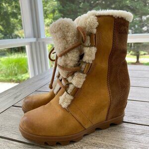 Sorel Joan Of Arctic Wedge II Genuine Shearling Boots Womens Size 8